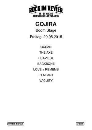 Setlist Gojira © www.Rock-im-Revier.de