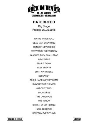 Setlist Hatebreed © www.Rock-im-Revier.de